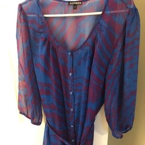 Express Blue and Pink Dress - Size Large